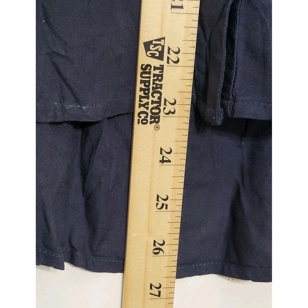 Sundance Navy Blue Button Up Ruffle Blouse Womens PXS Long Sleeve Viscose Top - Picture 5 of 11